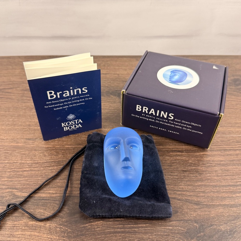 Kosta Boda Bertil Vallien Brains Karolina Blue Glass Head Sculpture 99859